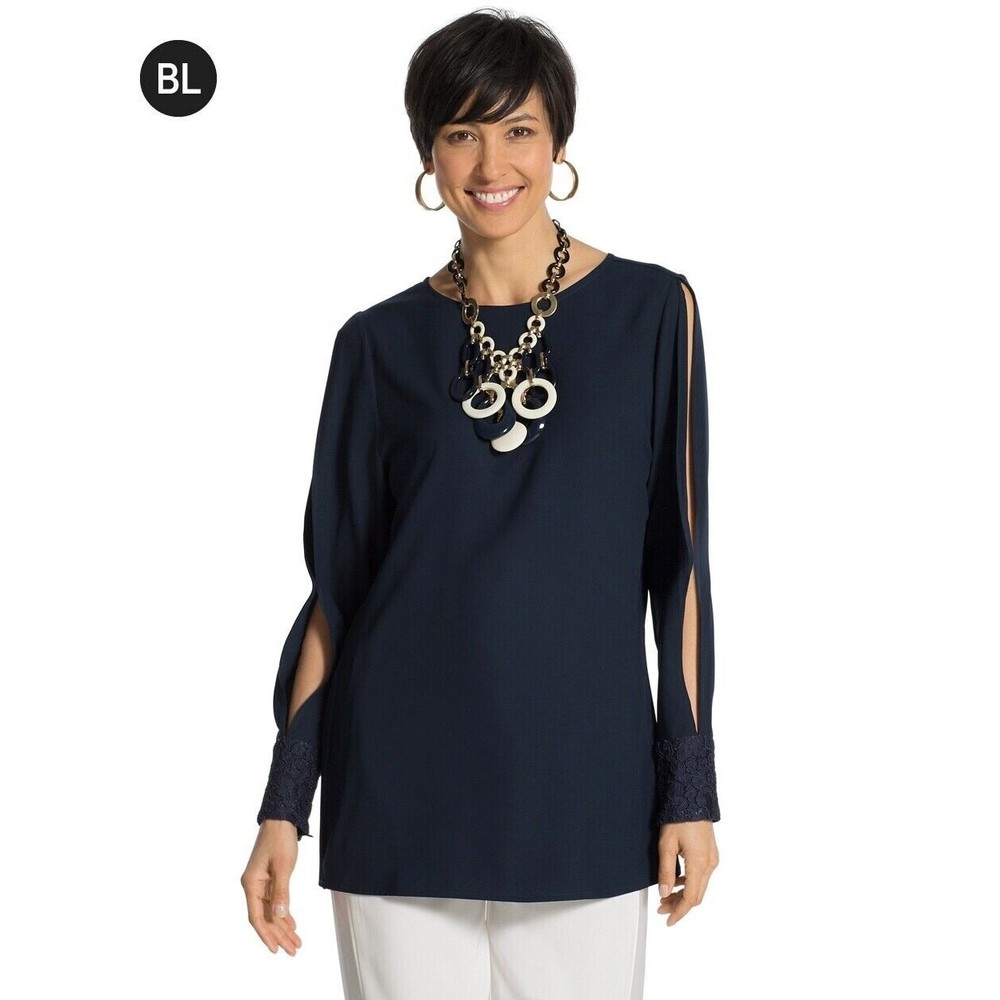 Chico’s Black Label Split Sleeve Top Size 0